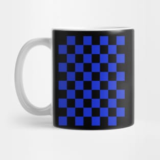 Medium Blue and Black Chessboard Pattern Mug